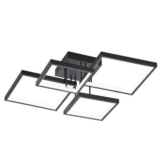 LED-kattovalaisin Sorrento 52x52cm, matta musta