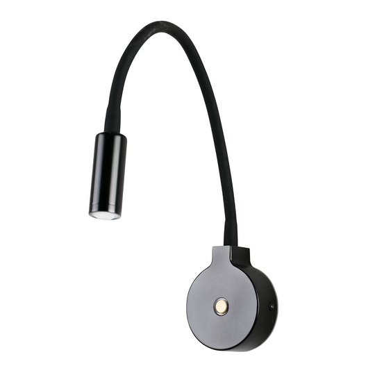 LED-seinävalaisin Pixie joustovarrella, musta