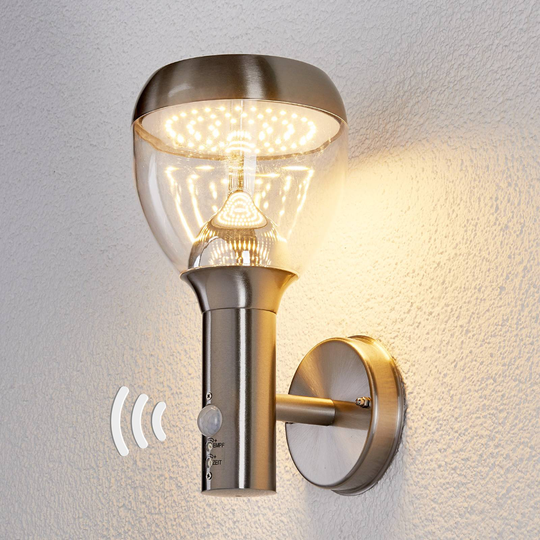 LED-ulkoseinävalaisin Etta, tunnistin, ruostumaton