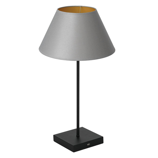 Table-pöytälamppu musta, harmaa-kulta-varjostin