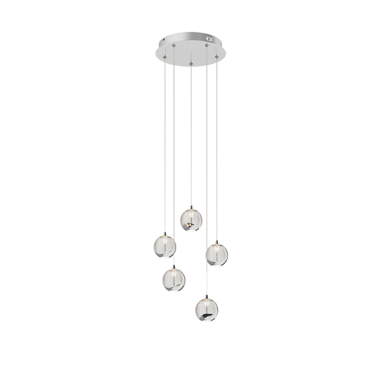 LED-riippuvalo Hayley 5-lampp. pyöreä kromi