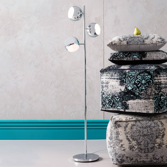 3-lamppuinen retrotyylinen CALOTTA-lattiavalaisin