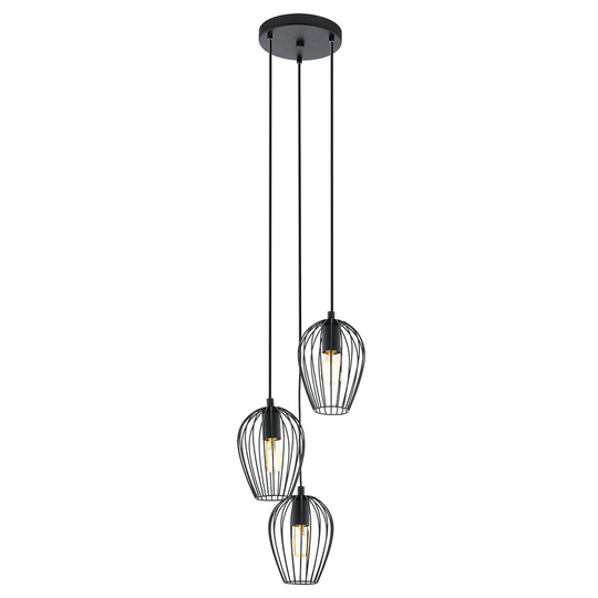 Newtown-riippuvalaisin, musta, 3-lamp., pyöreä