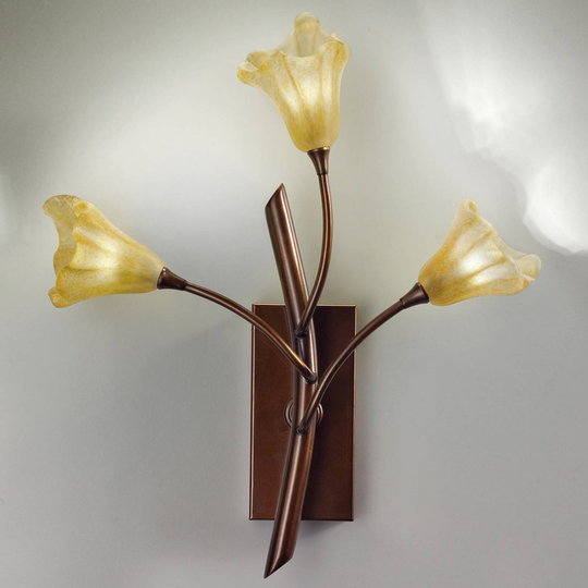 Seinälamppu 7142 3-lamp., messinki rusehtava/ambra