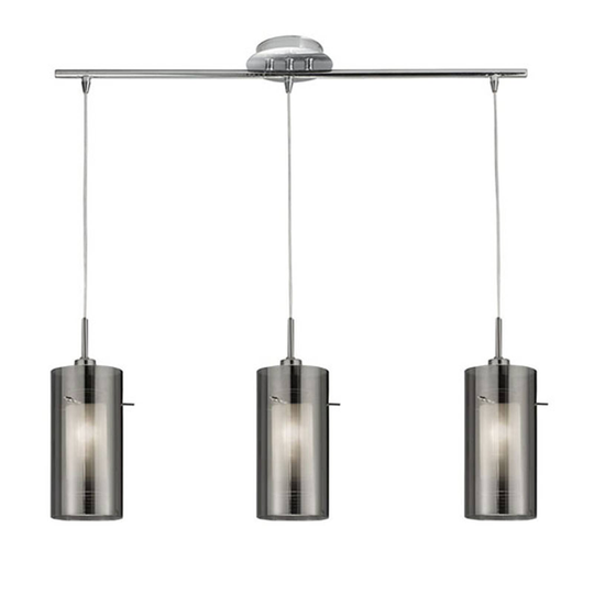Riippuvalaisin Duo 2 savulasi/kromi pitkä 3-lamp.