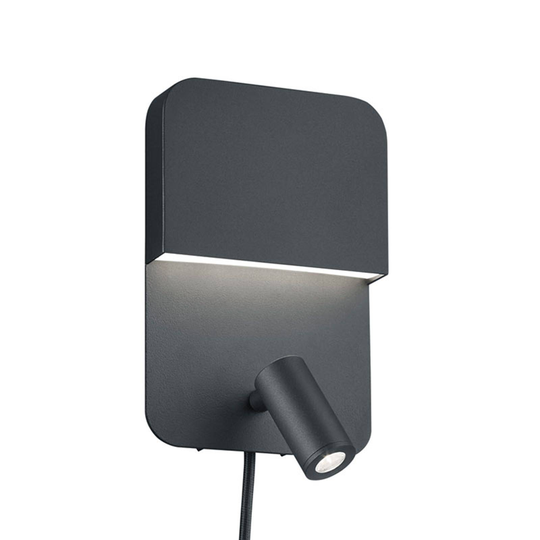 Mattamusta LED-seinälamppu Luigi 2 katkaisijalla