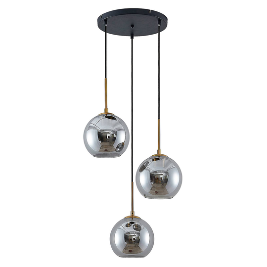Lindby Jurian-riippuvalo, lasi, pronssi, 3 lamppua