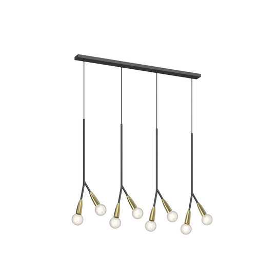 Lucande Carlea -riippuvalo, 8-lamp. musta-messinki
