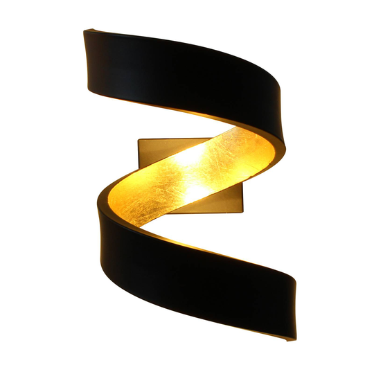 LED-seinävalaisin Helix, musta-kulta, 17 cm