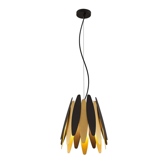 Lucande Lounit -riippuvalo, musta-kulta, 1-lamp.