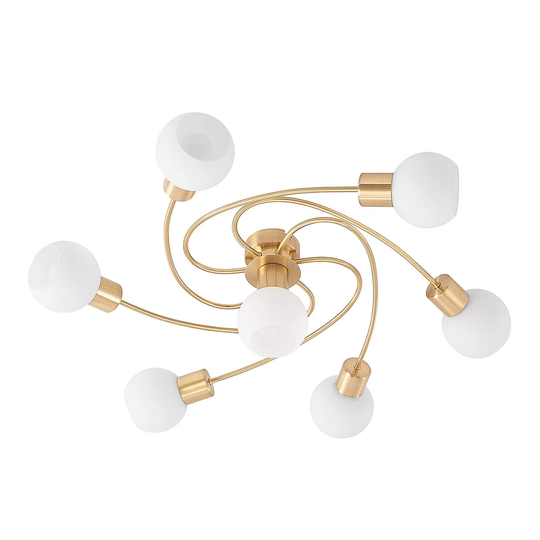 Lindby-LED-kattovalaisin Ciala, 7-lamp. messinki