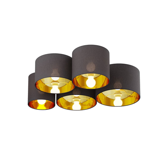 Lindby Laurenz -kattovalaisin 5-lamp. harmaa-kulta