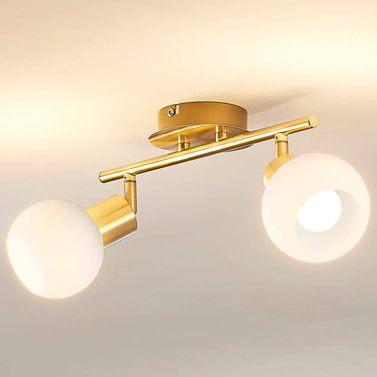 Kattovalaisin Elaina E14-LED-lampuilla, messinkiä