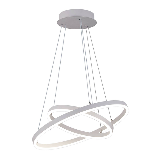 Arcchio Albiona-LED-riippuvalo valkea, 2 rengasta