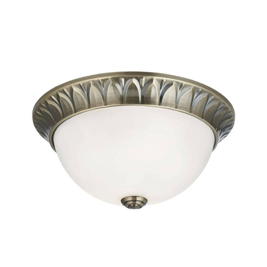 Lasikattovalaisin Flush antiikki messinki, Ø 28 cm