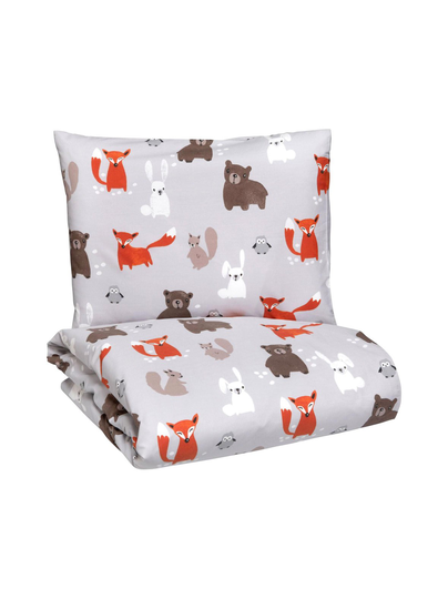Metsänväki- lasten pussilakanasetti 120 x 160 + 40 x 60 cm