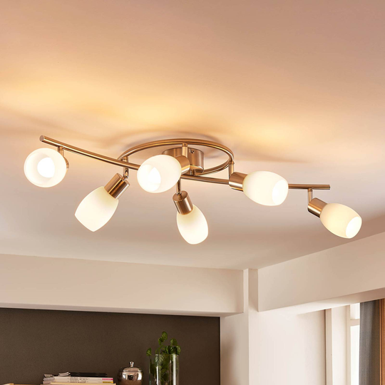 Lindby Arda -LED-kohdevalo lasia, 6 lamppua, 75 cm