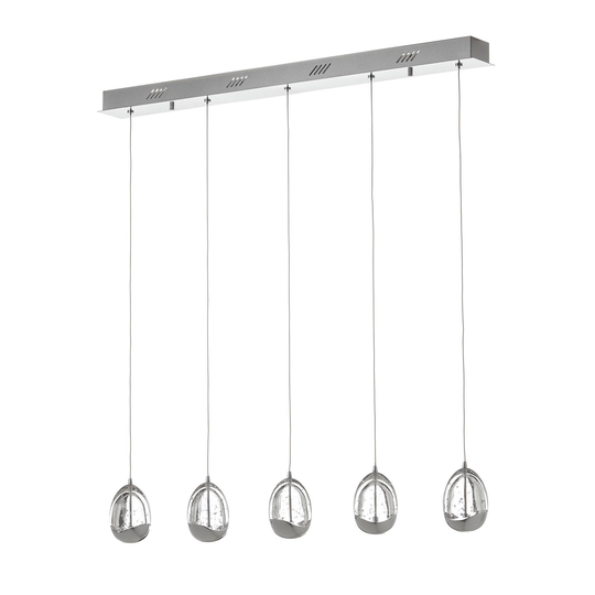 LED-riippuvalo Rocio 5-lamppuinen, kromi, tanko