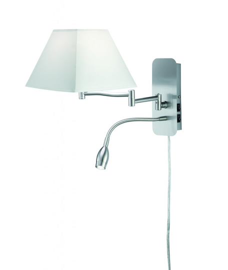 Hotel wall lamp with reading lamp E14 + LED white