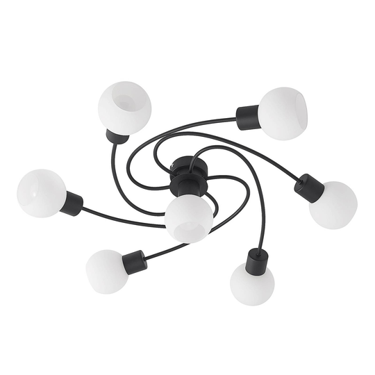 Lindby-LED-kattovalaisin Ciala, 7-lamp. musta