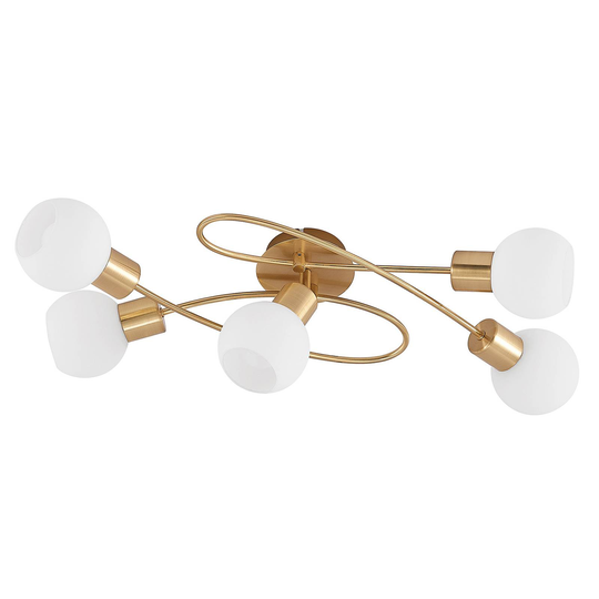 Lindby-LED-kattovalaisin Elaina, 5-lamp. messinki