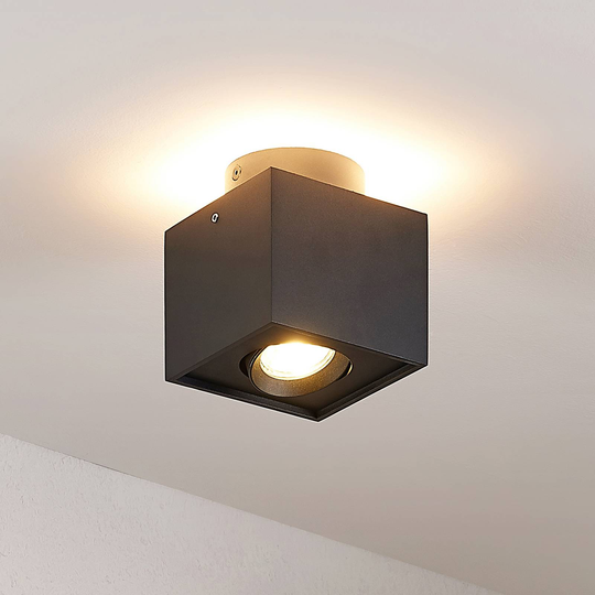 Arcchio Walisa -LED-kattovalaisin, kulmikas, musta
