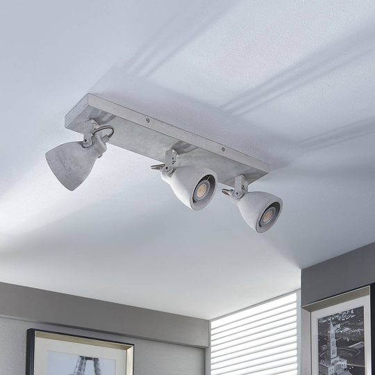 3-lamppuinen LED-kattovalaisin Kadiga, betonia