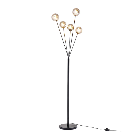 Talea-lattiavalo viisilamppuinen, 156 cm, musta