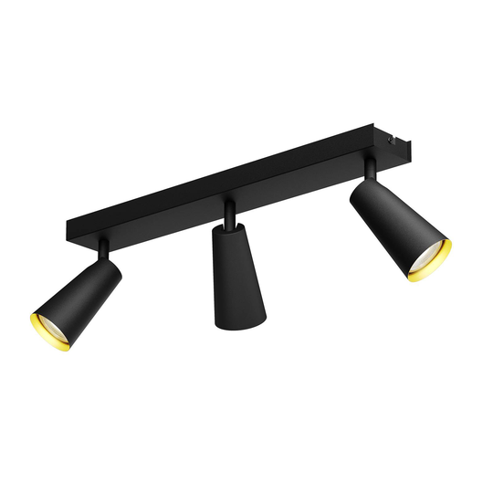 Lucande Angelina -kattovalo, musta-kulta, 3-lamp.