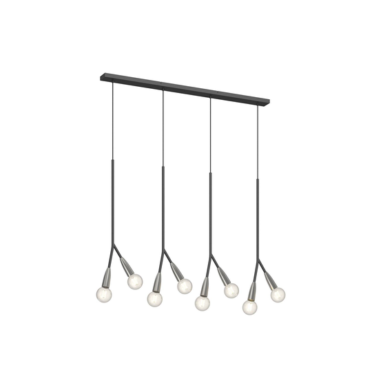 Lucande Carlea -riippuvalo, 8-lamp. musta-nikkeli