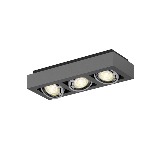 LED-kattospotti Ronka, GU10, 3-lampp., t.harmaa