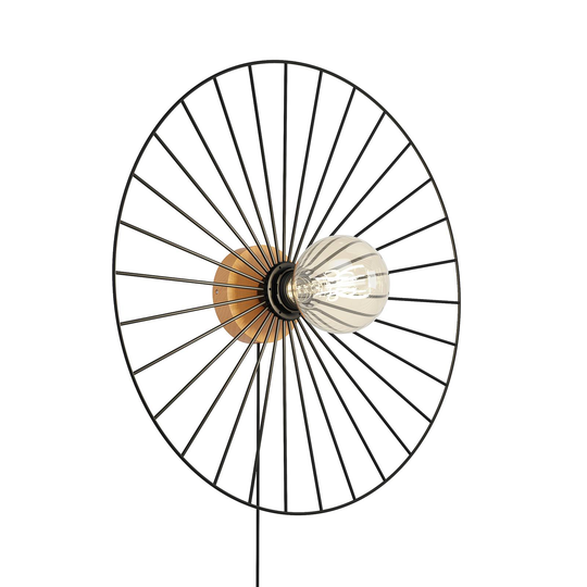 Envolight Yahel -seinälamppu, tammi/musta, Ø 45 cm