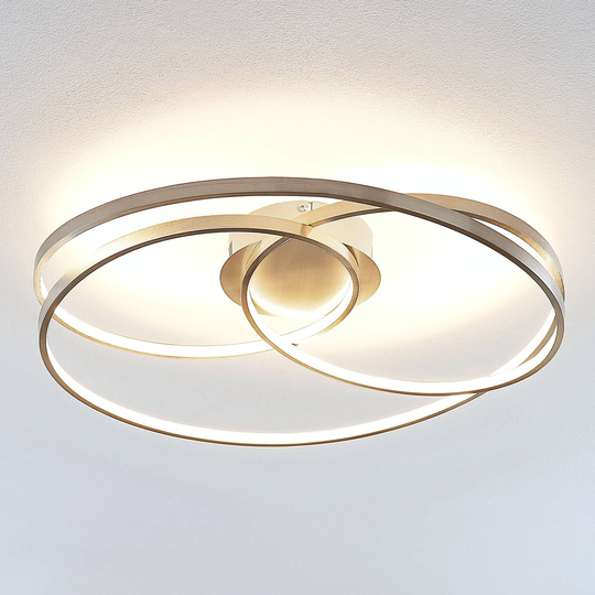 Lindby Ronka LED-kattovalaisin, satinoitu nikkeli