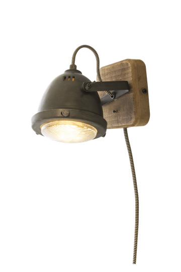 ALASKA wall lamp, iron gray / wood (harmaa)