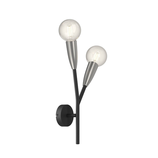 Lucande Carlea -seinävalo, 2-lamp. musta-nikkeli