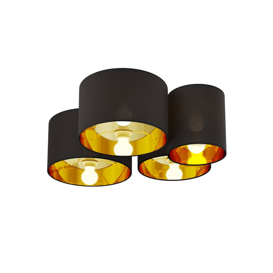Lindby Laurenz -kattovalo, 4-lamp., musta-kulta