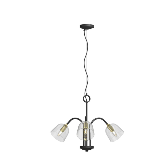 Lucande Anjita -riippuvalo, lasivarjostin, 3-lamp.