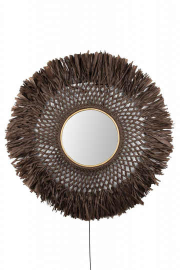 Boho mirror LED (Beige / ruskea)