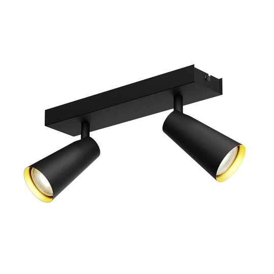 Lucande Angelina -kattovalo, musta-kulta, 2-lamp.