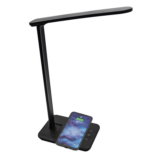 Denver LQI-105 LED-pöytälamppu, dim, CCT, USB, QI