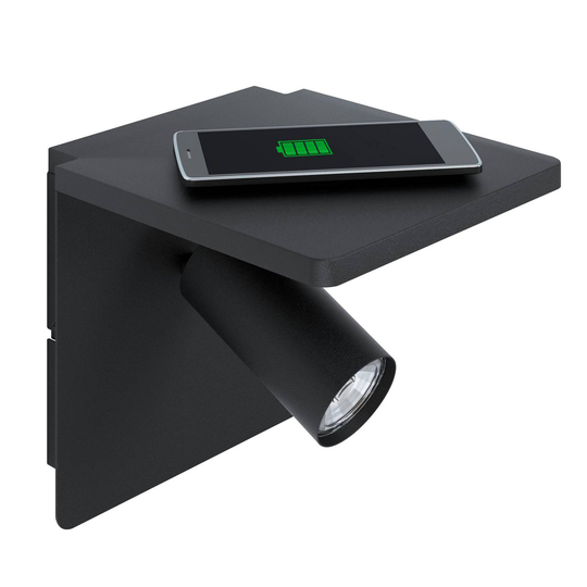 LED-seinäkohdevalo Ciglie musta, QI-lataustoiminto