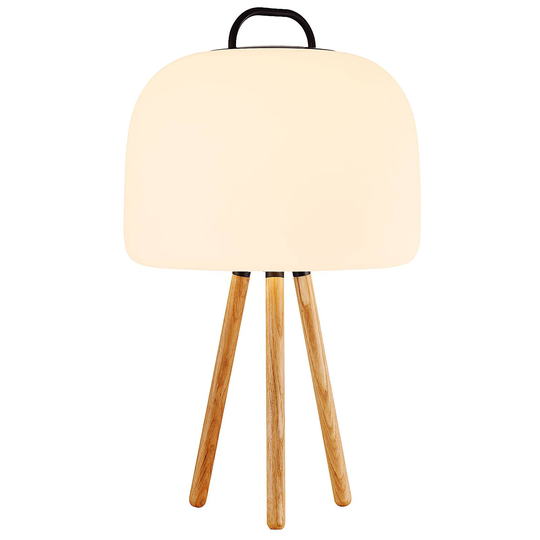 LED-pöytälamppu Kettle Tripod puuta varjostin 36cm