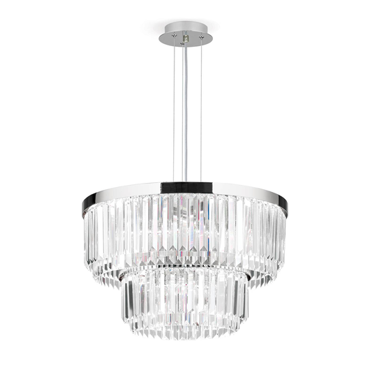 LED-riippuvalaisin Prism, pyöreä, Ø 55 cm, kromi