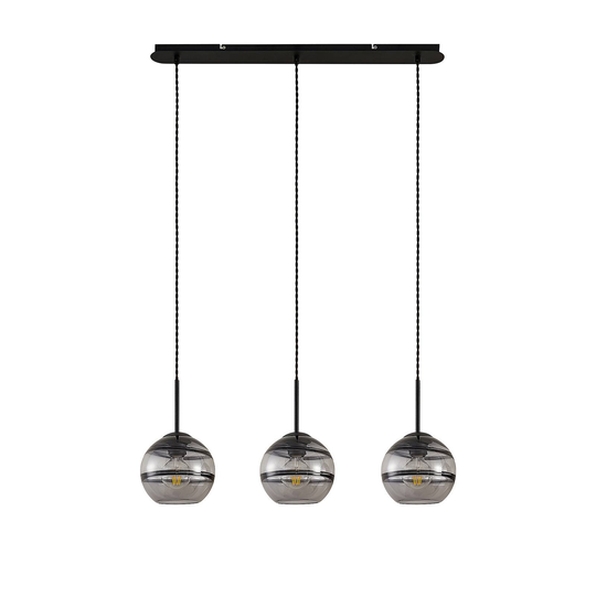 Lucande Ably -riippuvalaisin, savulasia, 3-lamp.