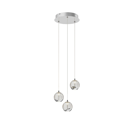 LED-riippuvalo Hayley lasipallot 3-lampp. kromi