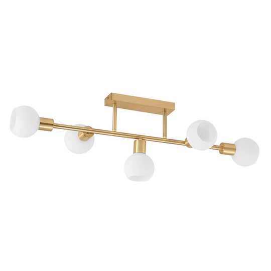 Lindby Biscala-LED-valo, 5 lamppua messinki/opaali