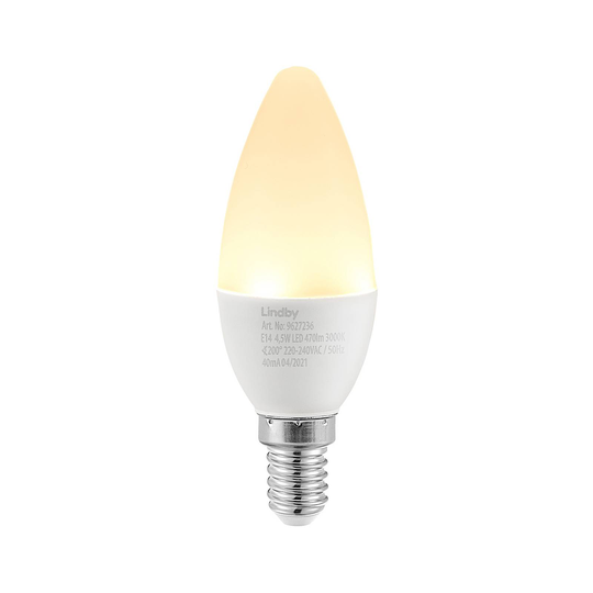 Lindby-LED-kynttilälamppu E14 C35 4,5W 3000K opal