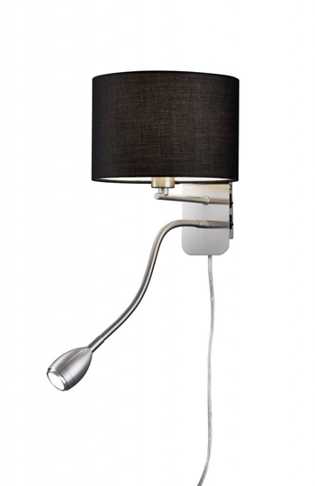 Hotel wall light with reading lamp E14 + LED black
