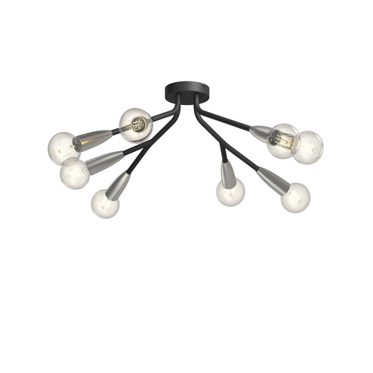 Lucande Carlea -kattovalo, 8-lamp. musta-nikkeli