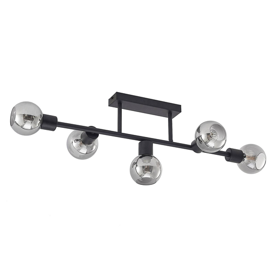 Lindby Biscala-LED-valo 5 lamppua, musta/savu